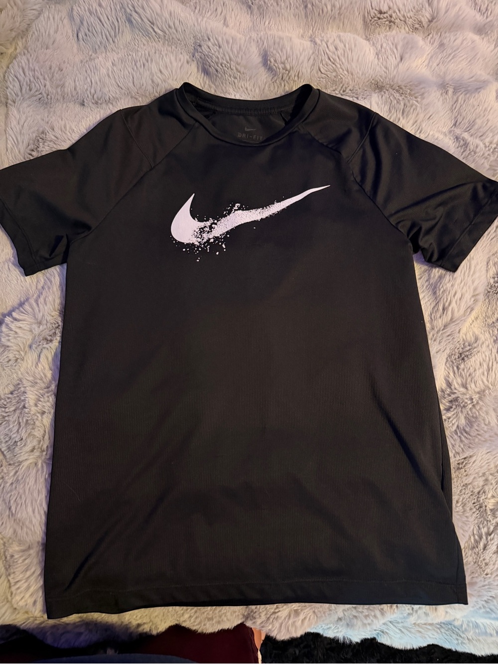 Nike Black Short Sleeve Dri-Fit Tee with White Swoosh